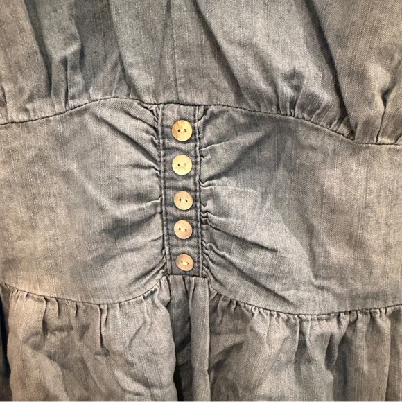 Light Blue Mini Dress with Button Front - Picture 4 of 6